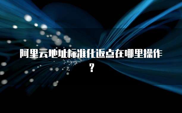 阿里云地址标准化返点在哪里操作?
