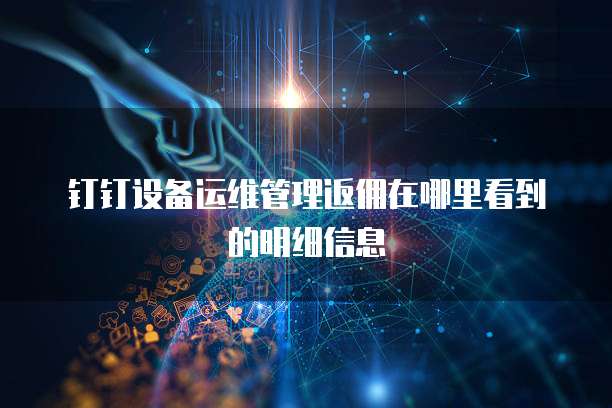 钉钉设备运维管理返佣在哪里看到的明细信息