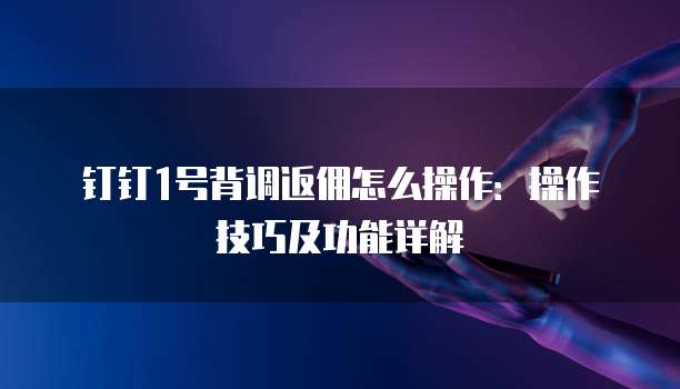 钉钉1号背调返佣怎么操作：操作技巧及功能详解