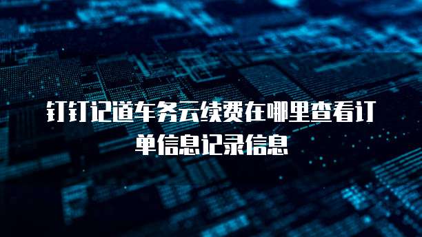 钉钉记道车务云续费在哪里查看订单信息记录信息