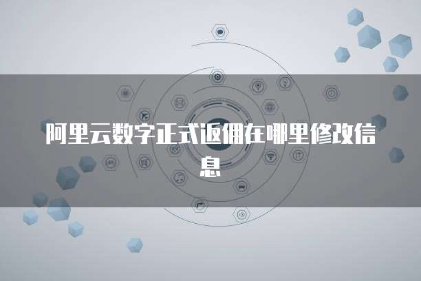 阿里云数字正式返佣在哪里修改信息
