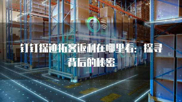 钉钉探迹拓客返利在哪里看:探寻背后的秘密