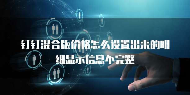 钉钉混合版价格怎么设置出来的明细显示信息不完整