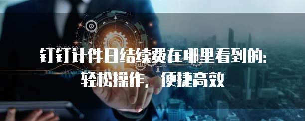 钉钉计件日结续费在哪里看到的:轻松操作,便捷高效