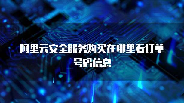 阿里云安全服务购买在哪里看订单号码信息