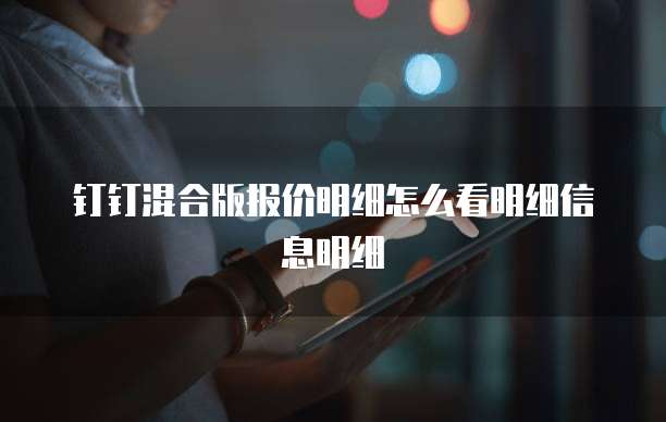 钉钉混合版报价明细怎么看明细信息明细