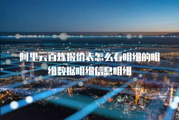 阿里云百炼报价表怎么看明细的明细数据明细信息明细
