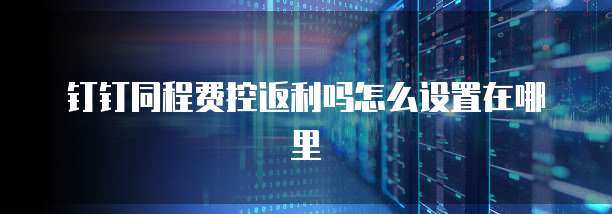 钉钉同程费控返利吗怎么设置在哪里