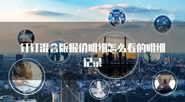 钉钉混合版报价明细怎么看的明细记录