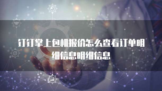 钉钉掌上包机报价怎么查看订单明细信息明细信息