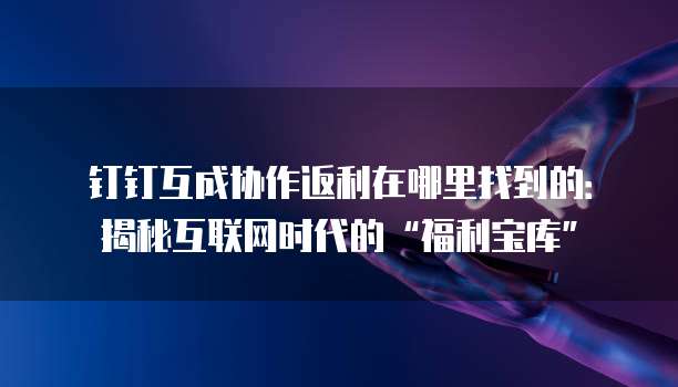 钉钉互成协作返利在哪里找到的:揭秘互联网时代的“福利宝库”