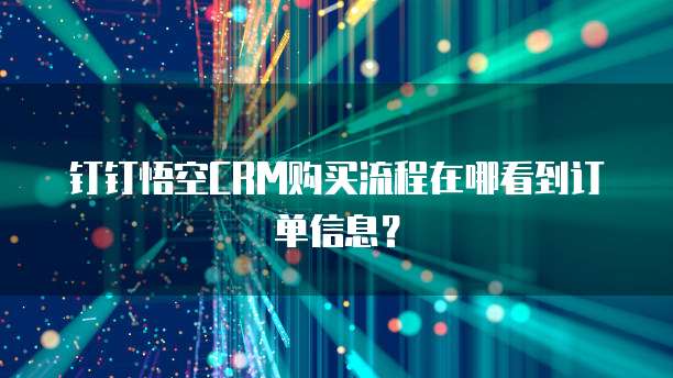 钉钉悟空CRM购买流程在哪看到订单信息?