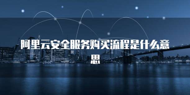 阿里云安全服务购买流程是什么意思