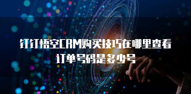 钉钉悟空CRM购买技巧在哪里查看订单号码是多少号