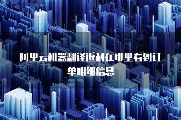 阿里云机器翻译返利在哪里看到订单明细信息