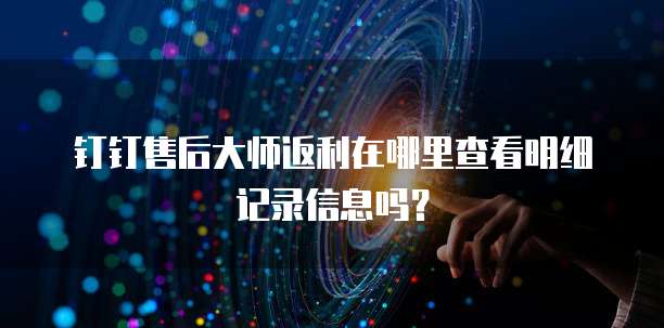 钉钉售后大师返利在哪里查看明细记录信息吗?