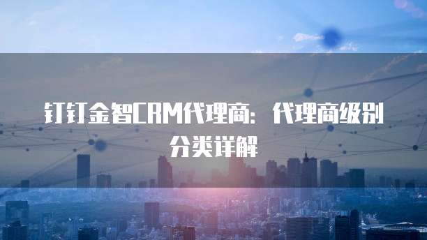 钉钉金智CRM代理商：代理商级别分类详解