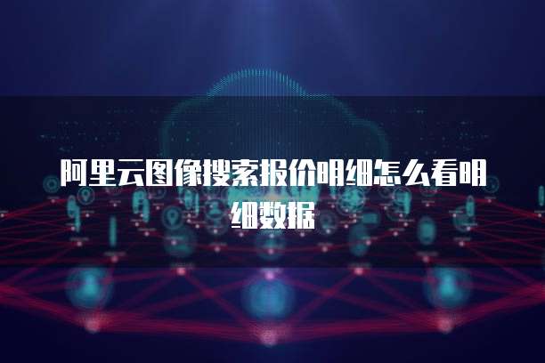 阿里云图像搜索报价明细怎么看明细数据