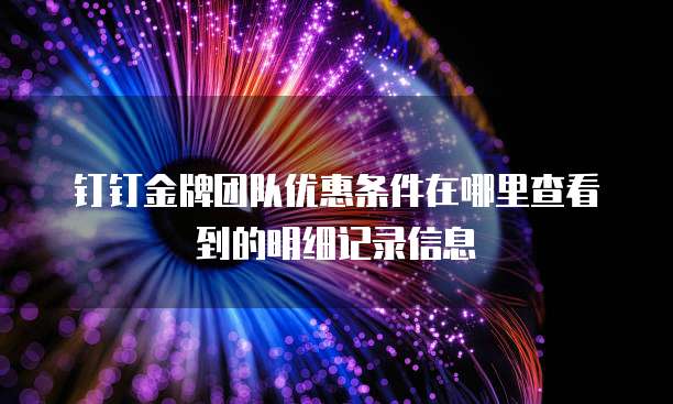 钉钉金牌团队优惠条件在哪里查看到的明细记录信息