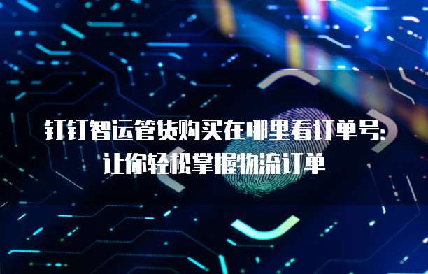 钉钉智运管货购买在哪里看订单号：让你轻松掌握物流订单