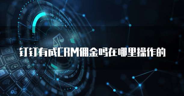 钉钉有成CRM佣金吗在哪里操作的