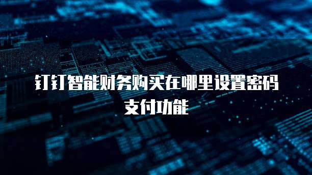 钉钉智能财务购买在哪里设置密码支付功能