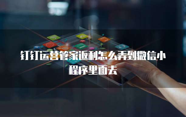 钉钉运营管家返利怎么弄到微信小程序里面去