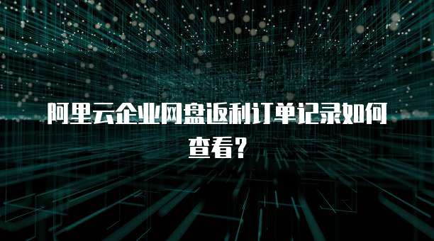 阿里云企业网盘返利订单记录如何查看?