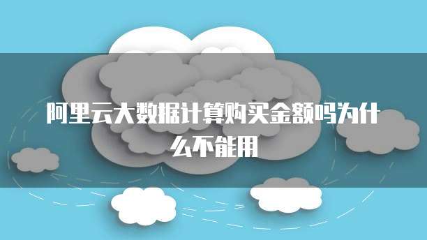 阿里云大数据计算购买金额吗为什么不能用