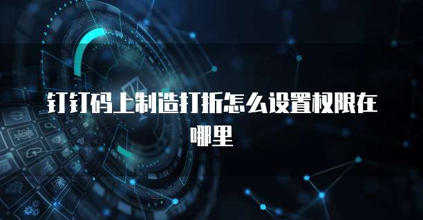 钉钉码上制造打折怎么设置权限在哪里