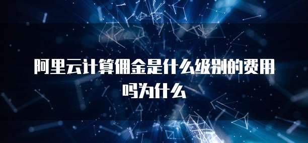 阿里云计算佣金是什么级别的费用吗为什么