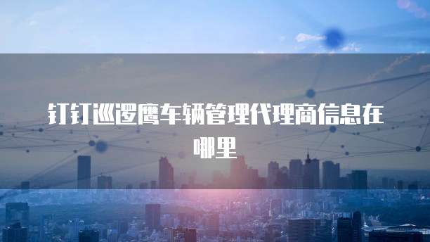 钉钉巡逻鹰车辆管理代理商信息在哪里