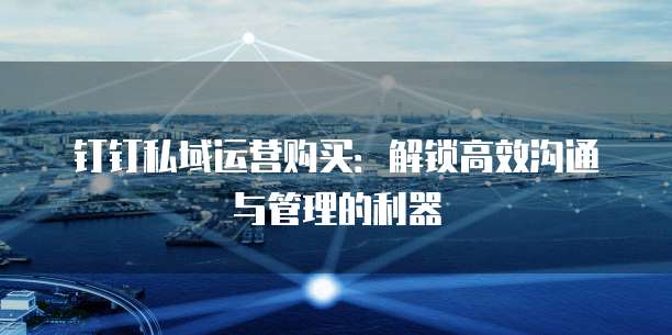 钉钉私域运营购买：解锁高效沟通与管理的利器