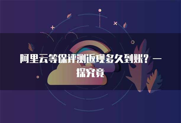 阿里云等保评测返现多久到账?一探究竟