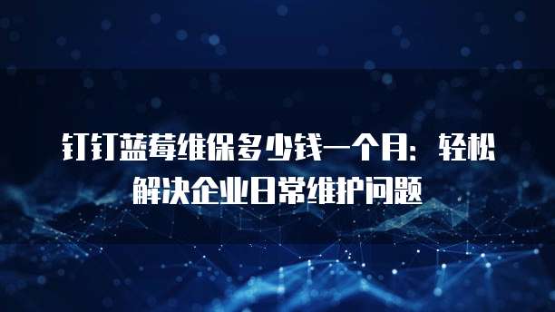 钉钉蓝莓维保多少钱一个月:轻松解决企业日常维护问题
