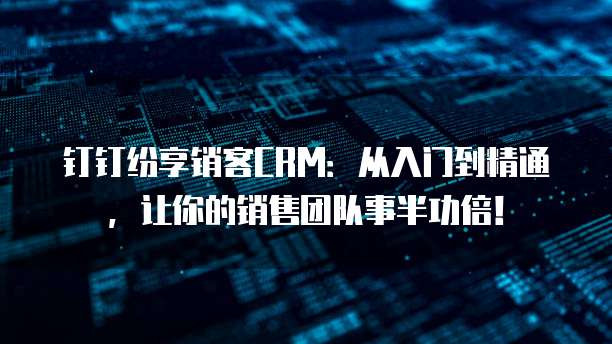 钉钉纷享销客CRM：从入门到精通，让你的销售团队事半功倍！