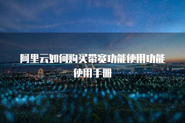 阿里云如何购买带宽功能使用功能使用手册
