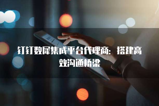 钉钉数犀集成平台代理商:搭建高效沟通桥梁