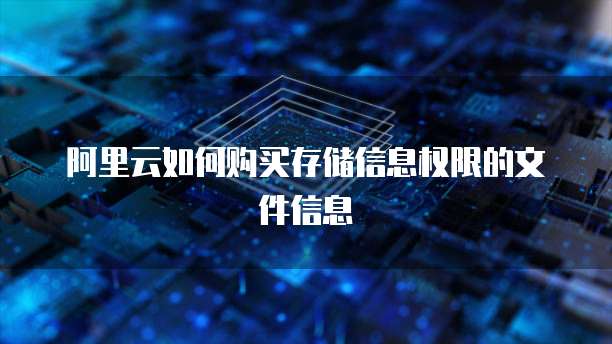 阿里云如何购买存储信息权限的文件信息