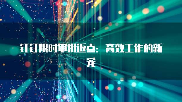 钉钉限时审批返点:高效工作的新宠