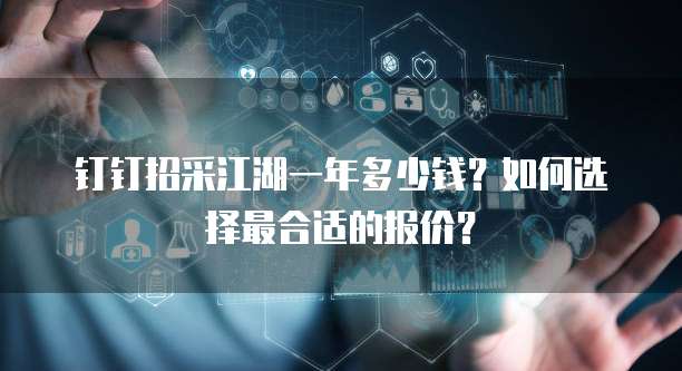 钉钉招采江湖一年多少钱?如何选择最合适的报价?