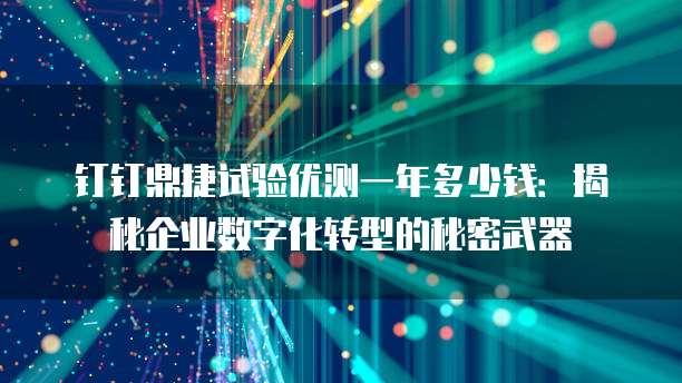钉钉鼎捷试验优测一年多少钱:揭秘企业数字化转型的秘密武器