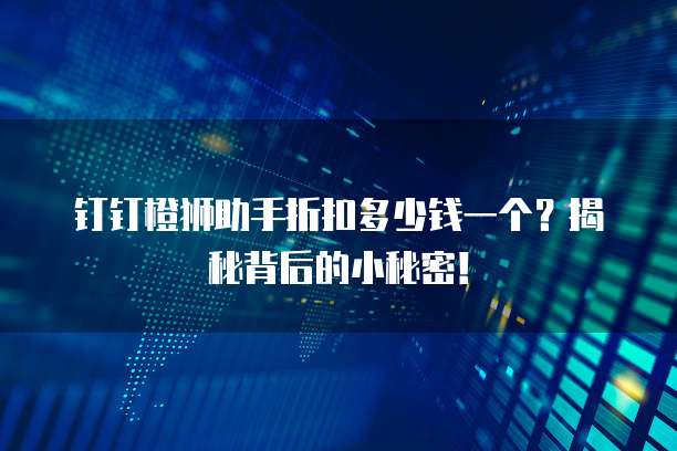 钉钉橙狮助手折扣多少钱一个?揭秘背后的小秘密!