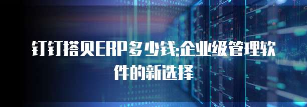 钉钉搭贝ERP多少钱:企业级管理软件的新选择
