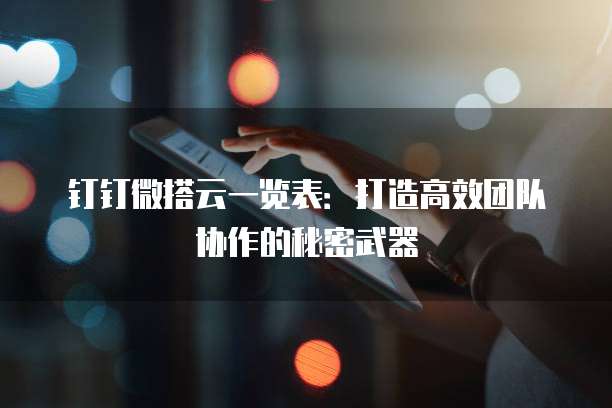钉钉微搭云一览表:打造高效团队协作的秘密武器