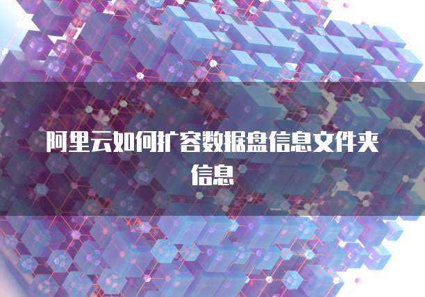 阿里云如何扩容数据盘信息文件夹信息
