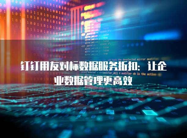 钉钉用友对标数据服务折扣:让企业数据管理更高效