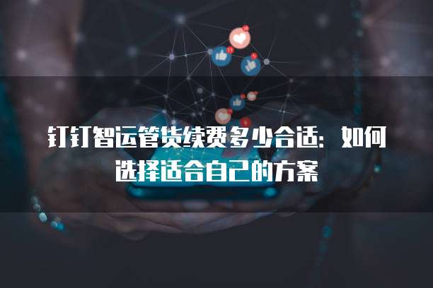 钉钉智运管货续费多少合适:如何选择适合自己的方案