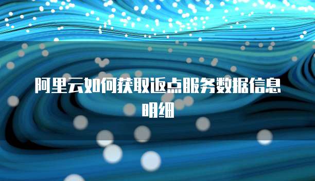阿里云如何获取返点服务数据信息明细