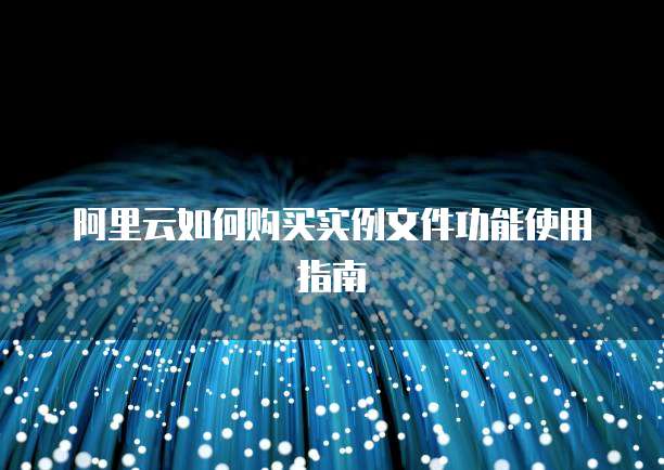 阿里云如何购买实例文件功能使用指南